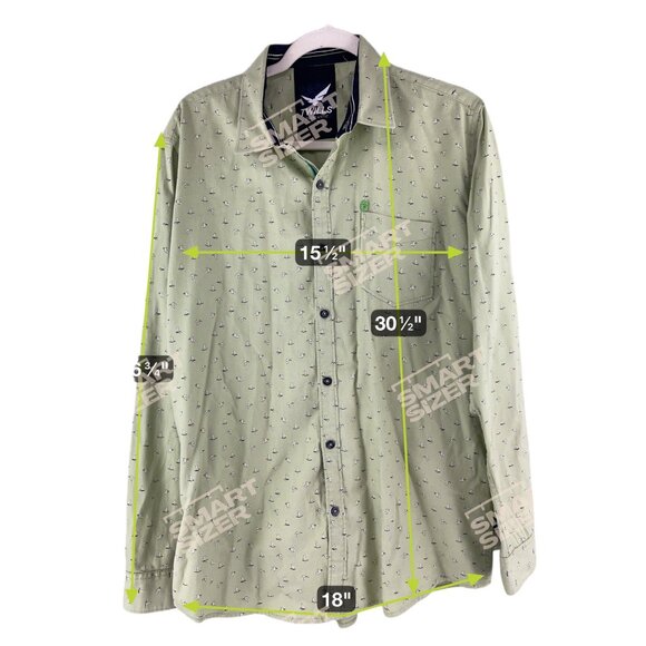 Twills Printastic Mens Green Button-Up Shirt Sz XL Long Sleeve Bird Print Casual - Picture 6 of 7